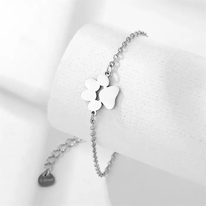 Bracelet à breloques en forme de patte de chien mignon pour femmes et hommes, bijoux en acier inoxyd