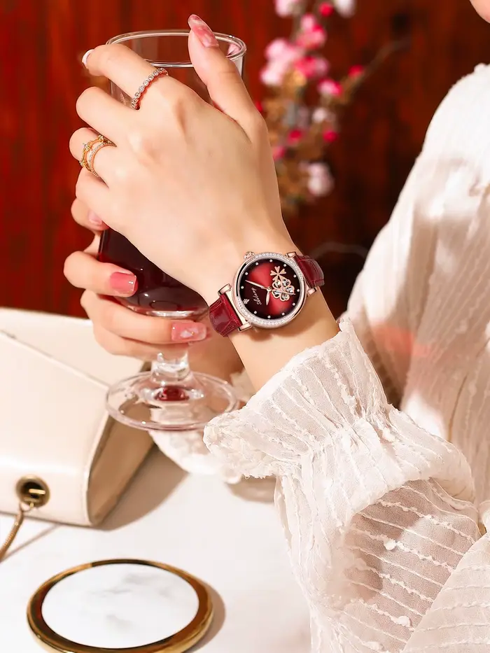 Montre-bracelet en cuir automatique pour femme