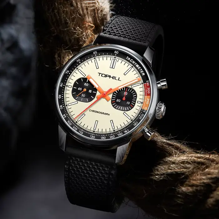 Montre mécanique TOPHILL Krasnochronographe édition limitée 1963 pour hommes, résistante à l'eau, avec mouvement SeaghydrST1901, bracelet en caoutchouc, pour occasions sportives et décontractées