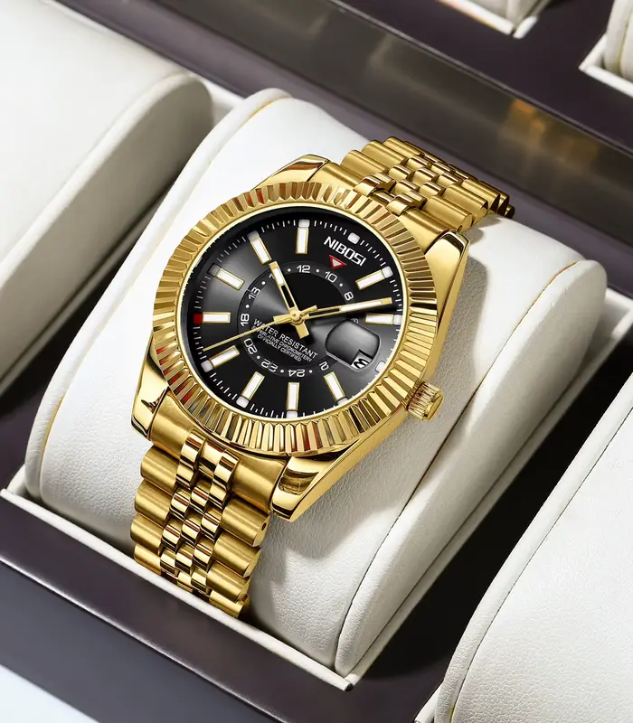 NIBOSI 2026 Nouvelle Marque Montres Hommes Montre à Quartz avec Date Étanche en Acier Inoxydable Montres-Bracelets