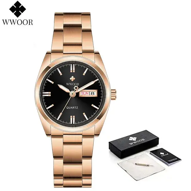 WWOOR nouvelle mode cadran rose dames montres à Quartz Montre de luxe pour les femmes étanche tenue décontractée Femme