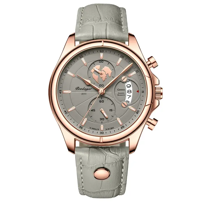 POEDAGAR luxe homme montre-bracelet chronographe Date étanche en cuir hommes montre décontracté Quartz