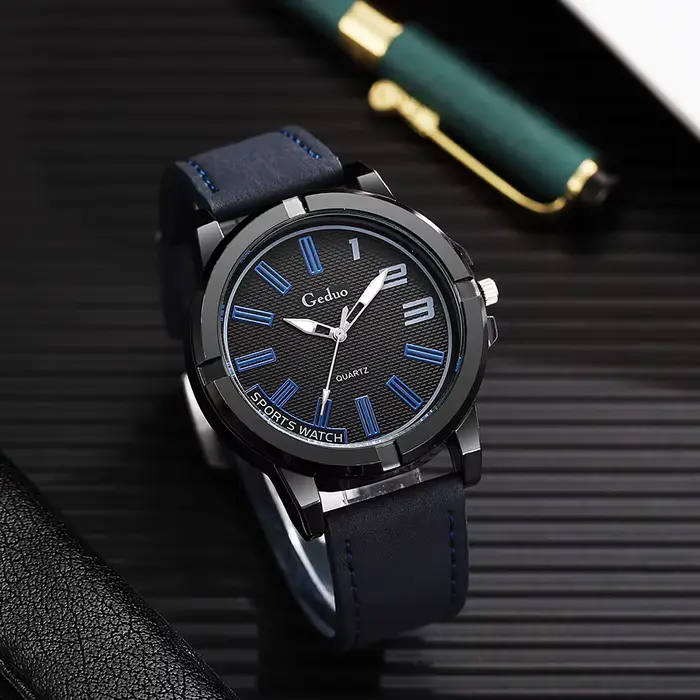 Grand cadran nouveauté mode décontracté hommes montre à Quartz 2025 haute qualité bracelet en cuir