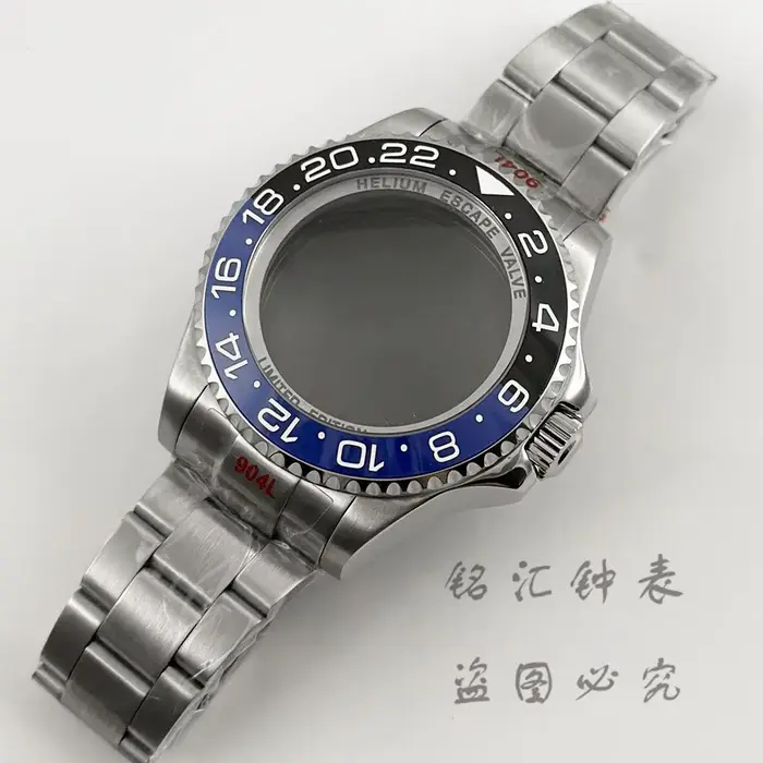 Boîtier de montre en acier inoxydable argenté 44MM SEA Big DEEP Homage avec verre saphir