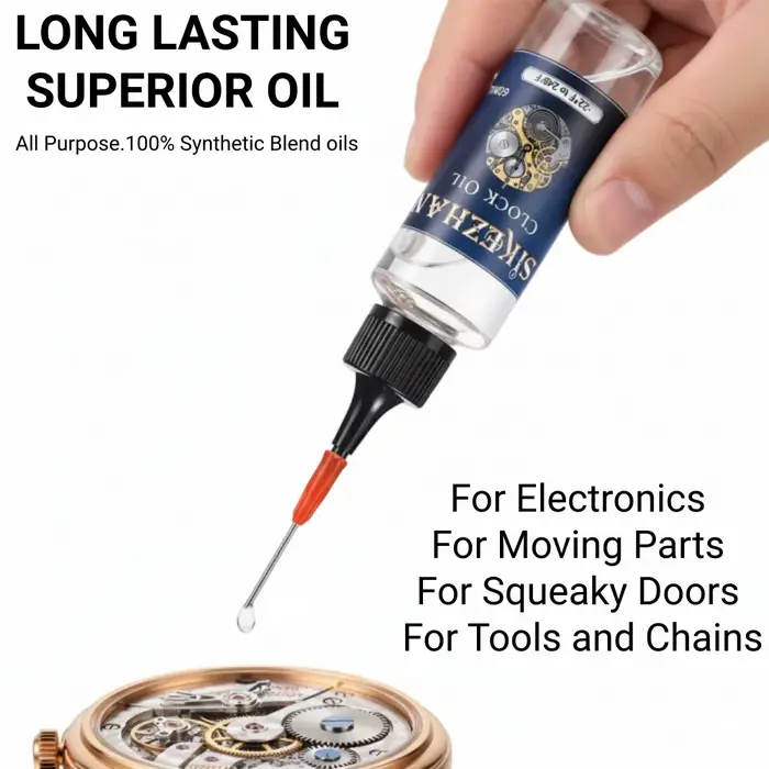 Huile lubrifiante mécanique pour horloge – Lubrification longue durée pour horloges anciennes et modernes – 60 ml avec applicateur de précision