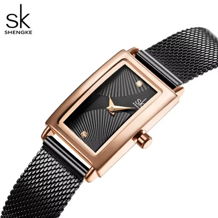 Shengke femmes montres mode genève concepteur dames montre de luxe marque Rectangle Quartz or montre-bracelet cadeaux