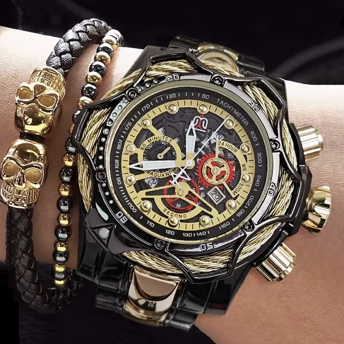 Montre Homme de Luxe à Grand Cadran Style Européen et Américain, Nouveau Modèle Tendance, Idéale pou