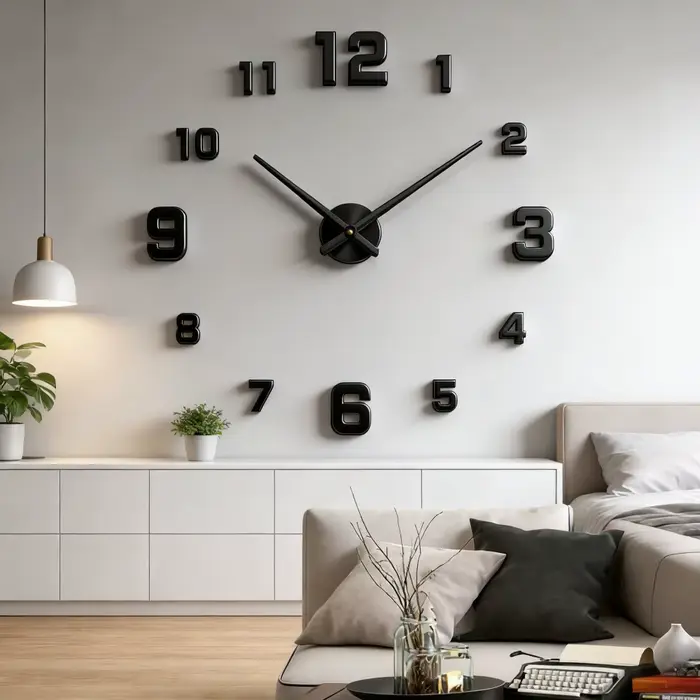 Nouvelle Horloge Murale Moderne Grande 3D DIY Horloges à Quartz Montres Tendance Autocollants Miroir Acrylique