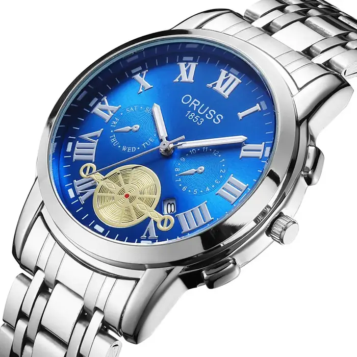 Montre à Quartz Luxe Étanche Homme Bracelet Acier Forme Cœur Horloge Date Occasions Spéciales