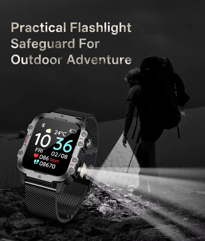 Montre connectée militaire COTAUL avec GPS, suivi sportif et santé, rappel d'appel et message, cadrans personnalisables pour hommes occassions spéciales
