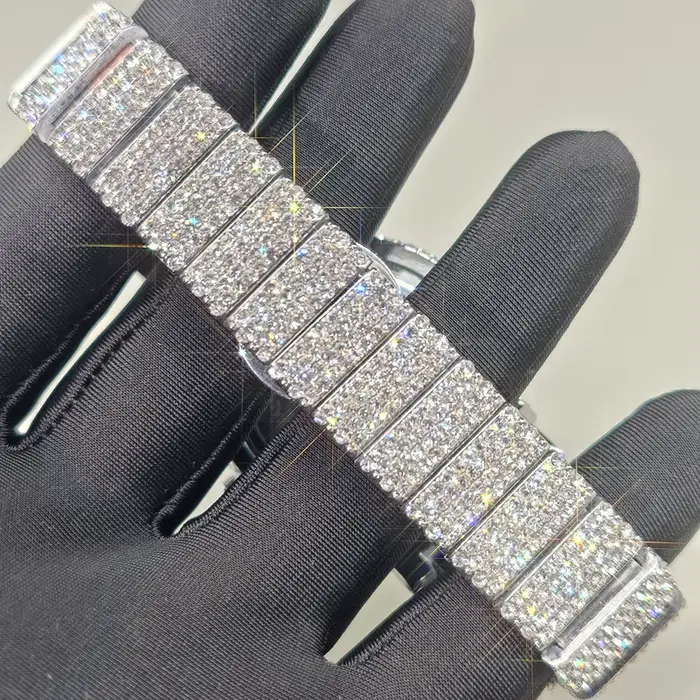 Montre de luxe homme acier inoxydable diamants glacés quartz élégante hip hop occasionnelle bronze café rose