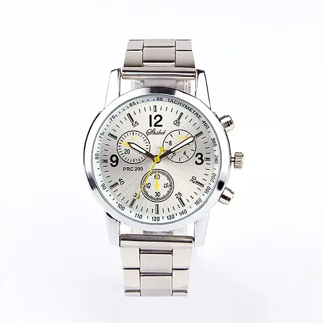 Montre Homme de Luxe en Acier Inoxydable, Sportive, à Quartz, Analogique, Décontractée et Chic