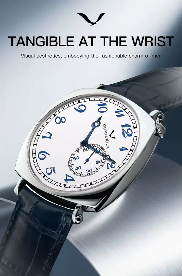 Specht & Söhne nouvelle montre Vintage 38mm pour hommes or Rose saphir cristal en cuir véritable montre-bracelet automatique 5ATM étanche