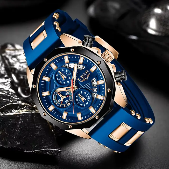 2025 LIGE nouvelle mode hommes montres haut de gamme de luxe Silicone Sport montre
