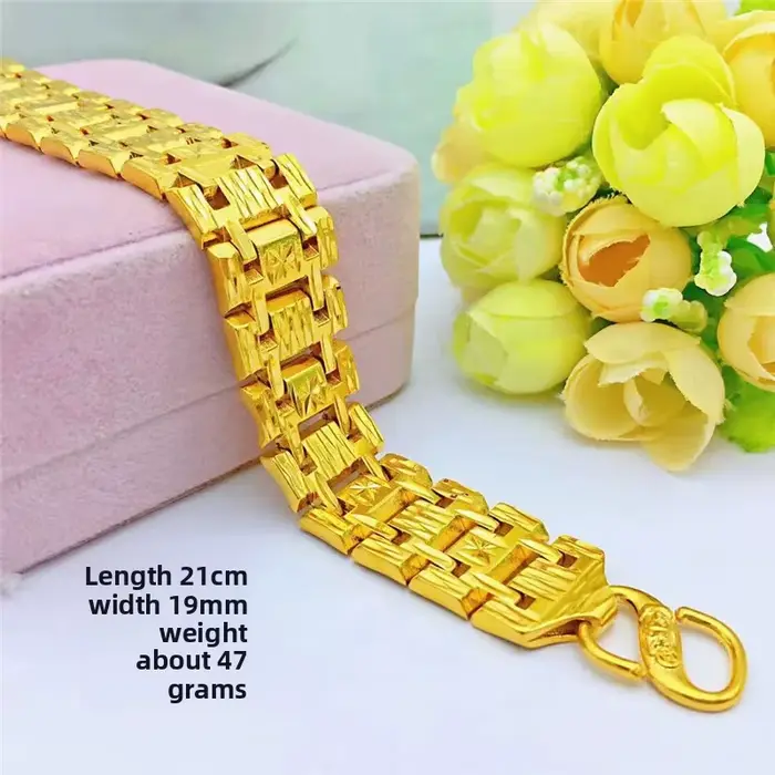Bracelet en laiton plaqué or pour hommes