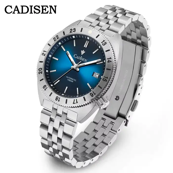 Cadisen-Montre-bracelet mécanique automatique pour homme, acier inoxydable Shoous, revêtement AR, sa