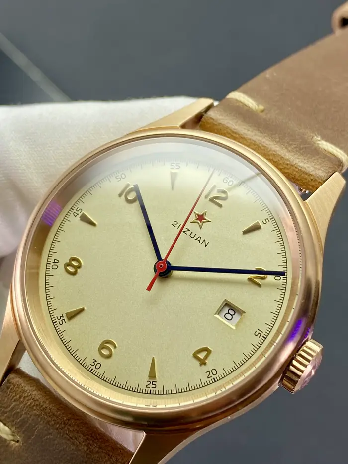 Montre Pilote Vintage en Bronze Automatique avec Mouvement Seagull 2824 Bracelet en Cuir Occasions Spéciales Hommes