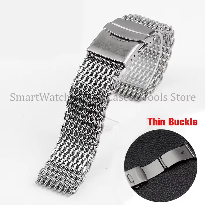 Cool Shark – Bracelet de montre de plongée pour Seiko 5, en acier inoxydable massif, maille 4.0, bou