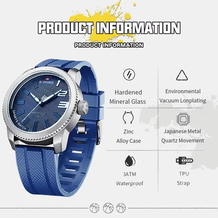 NAVIFORCE montres haut de gamme marque militaire Sport montre hommes Silicone étanche