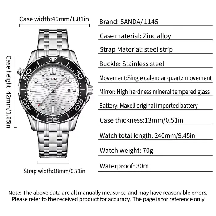 SANDA – montre à Quartz pour hommes