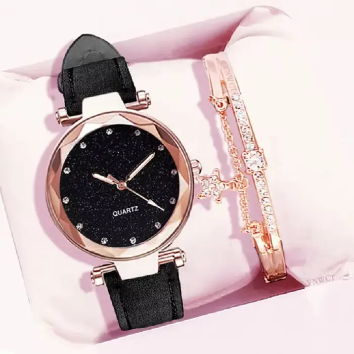Ciel étoilé femmes montre Bracelet dames montre-Bracelet rose femme filles horloge mode cuir Simple montres Reloj Mujer Rosa