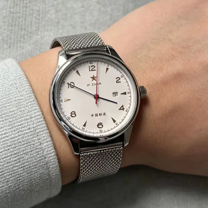 Nouvelle Montre Pilote Homme 2026 1963 41mm Rétro Classique Aiguilles Dorées Bracelet Cuir Acier Inoxydable