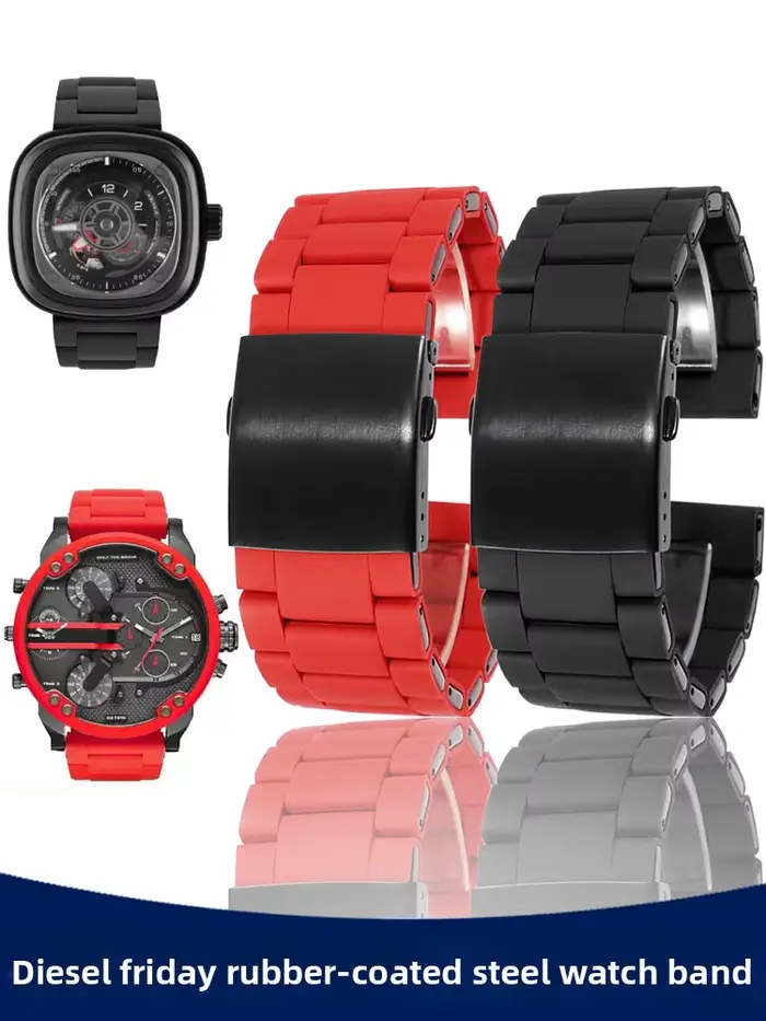 Silicone pour montre en acier recouvert de plastique Diesel DZ7370DZ7396 avec bracelet