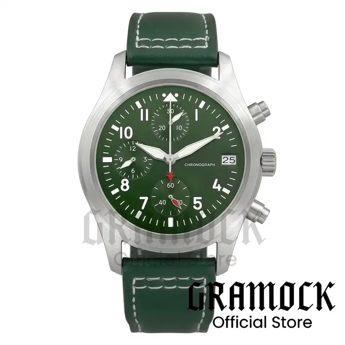 Montre-bracelet pilote bleue personnalisable 38 mm VK67