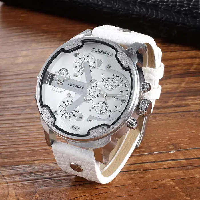 Montre sportive luxueuse Cagarny avec double affichage d'heure pour homme, style casual, cadran rond, résistance à l'eau, idéale pour les occasions spéciales et les cadeaux