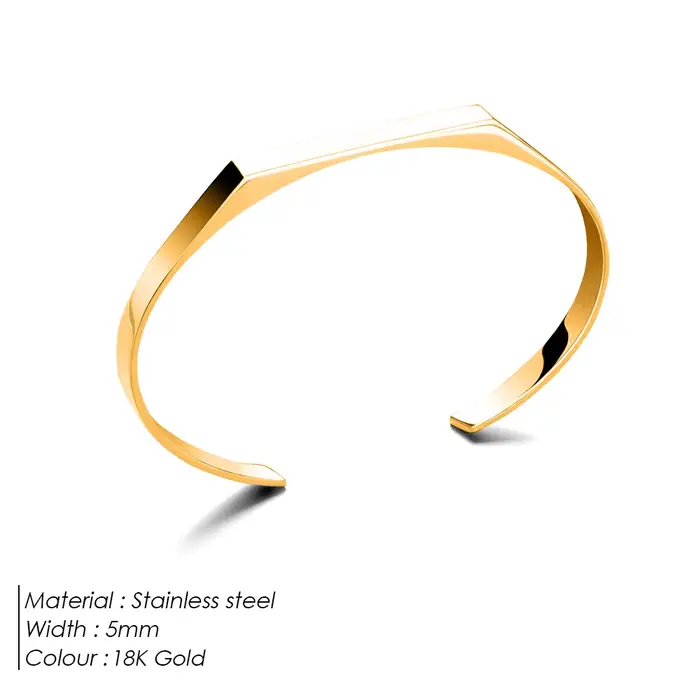 Bracelet minimaliste en acier inoxydable plaqué or, design minimaliste EManco, bracelet heptagone, p