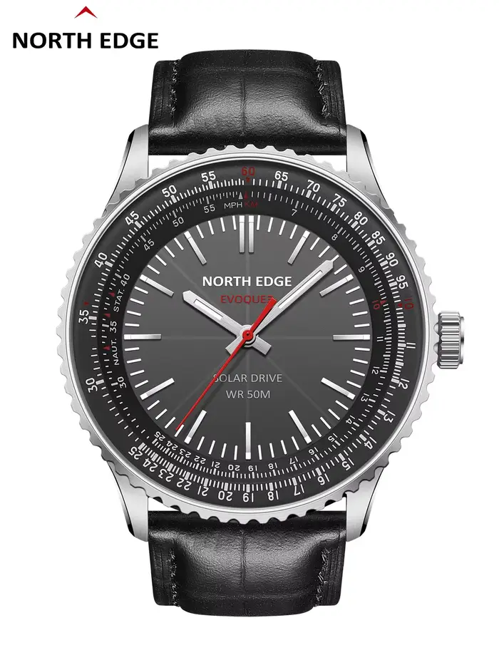 NORTH EDGE EVOQUE 3 montre de la série pilote pour hommes montre militaire d'aviation à énergie sola