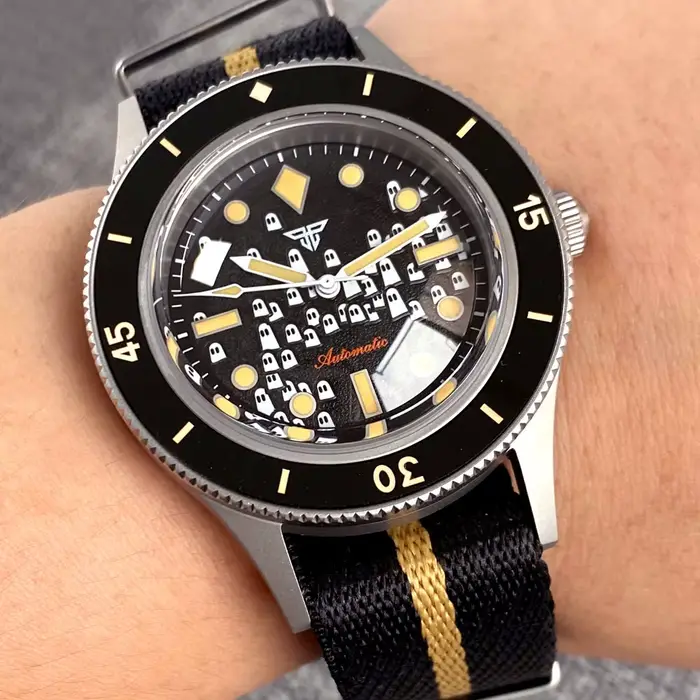 Tandorio 50 Fathom Miyota/PT5000 montre automatique pour hommes cadran fantôme sablé lumineux 200m é