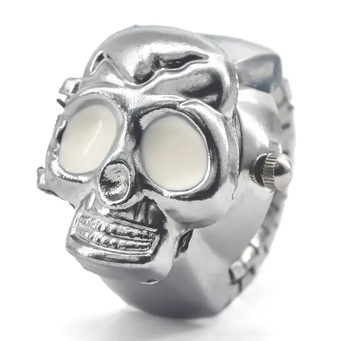 Crâne créatif vente personnalité Quartz anneau montre alliage cadran circulaire unisexe cadeau de no