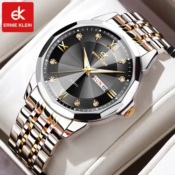 ERNIE KLEIN luxe hommes montres affaires haut marque homme montre-bracelet étanche lumineux Date semaine Quartz montre