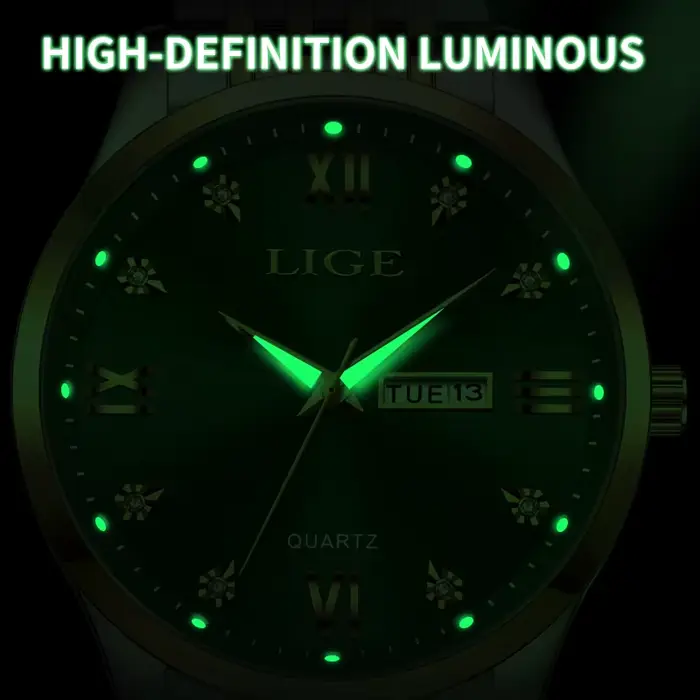 2025 LIGE hommes montres d'affaires haut de gamme de luxe homme montre-bracelet étanche lumineux Date semaine Quartz