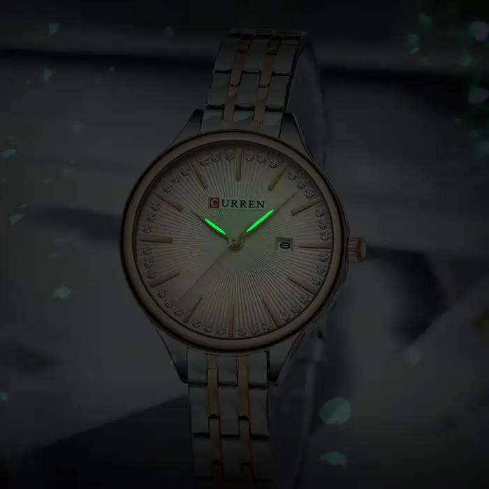 Montre Curren Simple Quartz Femme Bracelet Acier Inoxydable Occasions Spéciales Résistance Eau 3 Bars