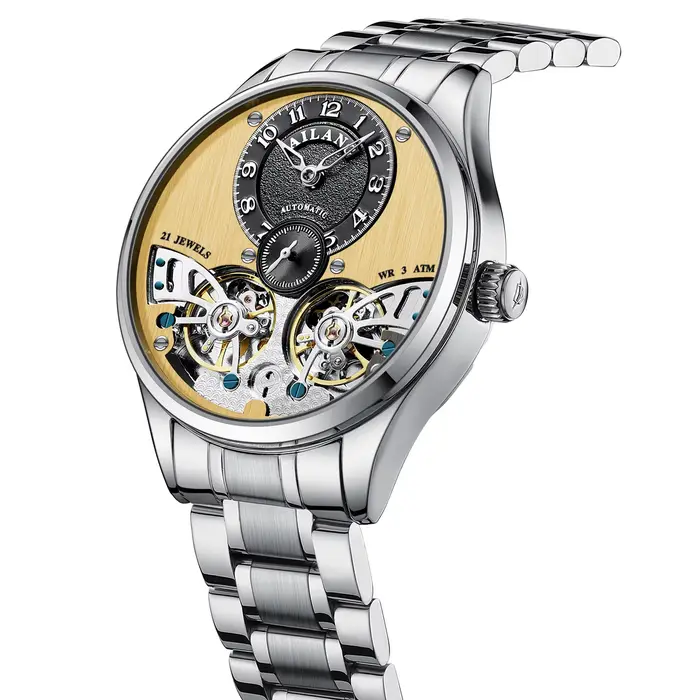 Montre Daniel Gorman Tourbillon Volant Design Squelette Complet Verre Saphir Bracelet Acier Occasions Spéciales