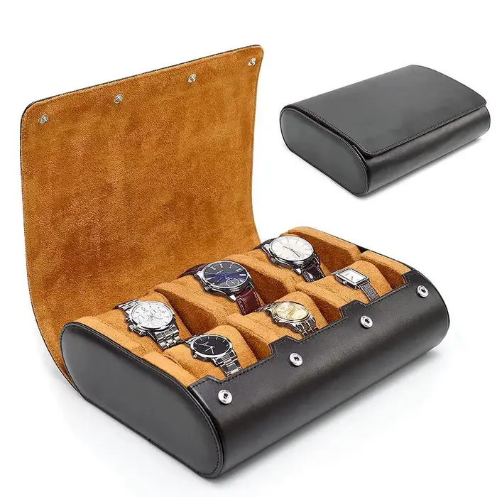Boîte de présentation en cuir pour collection de montres mécaniques avec coussinets amovibles pour rangement anti-poussière 6 places à offrir pour homme ou femme occasions spéciales