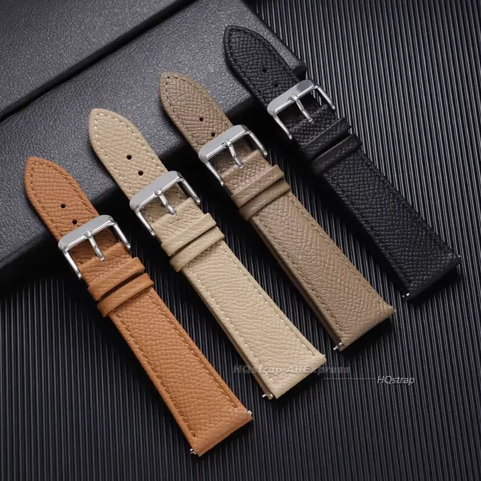 Bracelet en cuir de veau classique pour Samsung Watch4/5/6/7 et Huawei Watch GT6/5/4 avec dégagement rapide pour homme et femme occasions quotidiennes et spéciales
