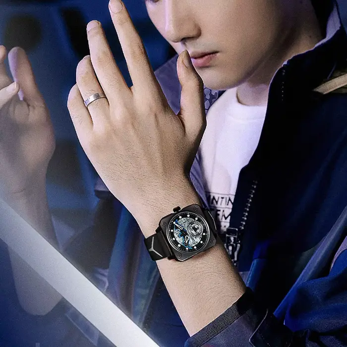 Montre mécanique carrée PAULAREIS P de luxe résistante à l'eau pour homme style élégant et sportif occasions spéciales