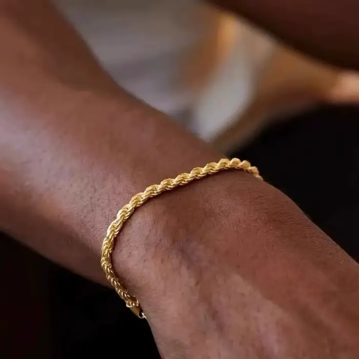 Bracelet chaîne en acier inoxydable de 4MM pour hommes et femmes