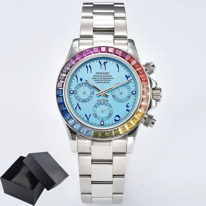 VK63 montre arc-en-ciel lunette Sport montre hommes arabe Quartz acier inoxydable 10ATM étanche homm