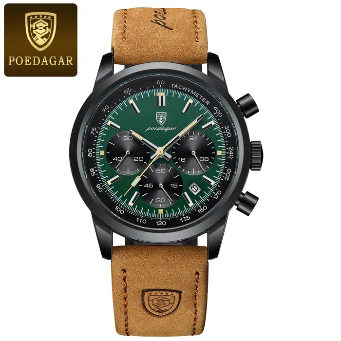 POEDAGAR Top marque montre à Quartz pour hommes étanche chronographe lumineux militaire homme