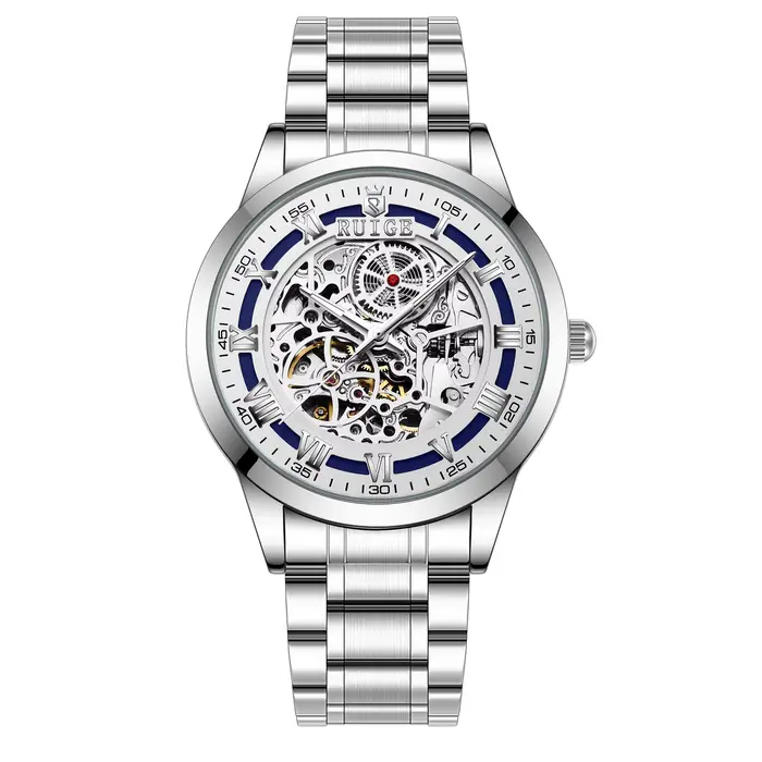 Montre mécanique entièrement automatique pour hommes, sport de luxe, en acier inoxydable, creuse, mé