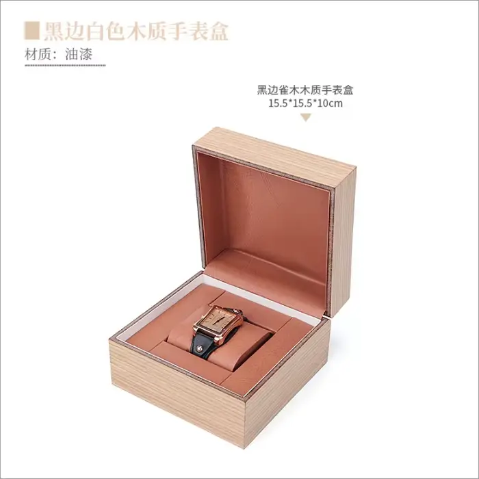 Boîte à montres classique en bois massif design couvercle rabattable rangement bijoux montres cadeau présentation occassions spéciales