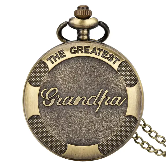 Cadeau pour le plus grand papa : Montre de poche à quartz avec cadran à chiffres arabes, collier, ho