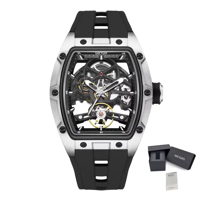 MEGIR marque de luxe montre de Sport pour hommes montres mécaniques en Silicone creux mouvement enti