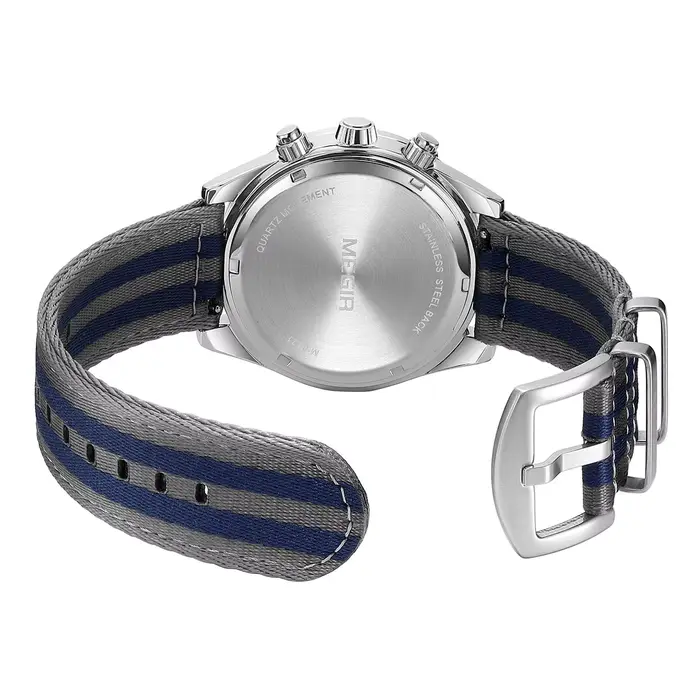 Montre de sport MEGIR pour homme chronographe à quartz cadran texturé nid d'abeille bracelet toile fonction date et tachymètre occasion sport et mode