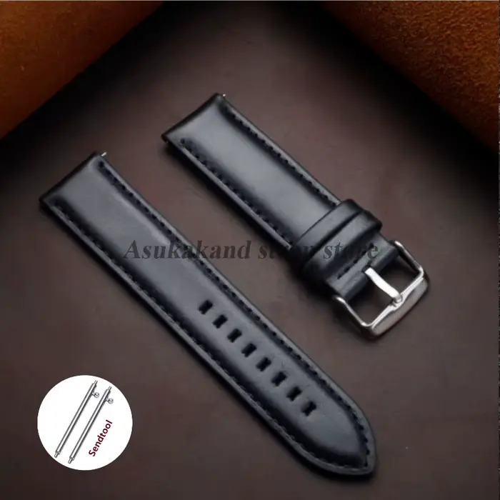 18mm 20mm 22mm 24mm 26mm bracelet de montre en cuir véritable à dégagement rapide bracelet noir marr
