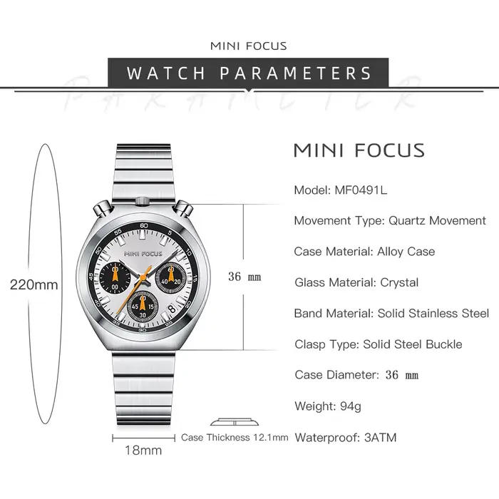MINI FOCUS Montres pour femmes tendance Marque haut de gamme Luxe Multifonction Cadran Bracelet en acier inoxydable